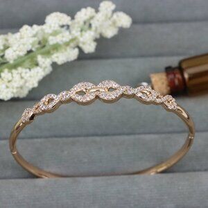 Elegant Rose Gold Bangle with Infinity Link CZ Design, XPBL0484